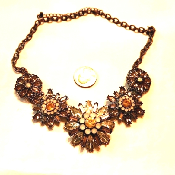 Vintage collar statement necklace grey white champange - Picture 3 of 8